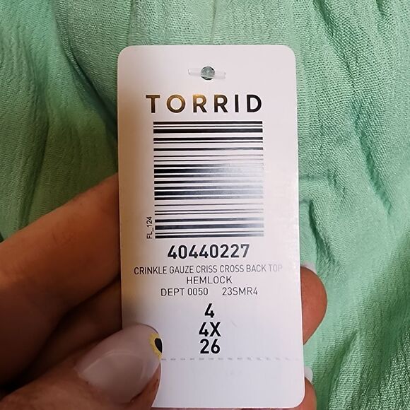 4X 26W Torrid Mint Washable Crinkle Gauze Criss Cross Back Top Stretch Lined NWT - Picture 5 of 7
